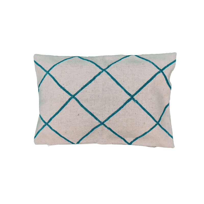 Coussin  Béni Ouarain beige clair et turquoise boho chic