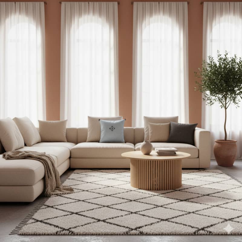 Coussin Marocain Bleu Ciel en Coton