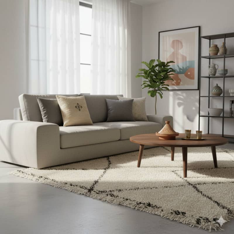 Coussin Marocain crème en laine