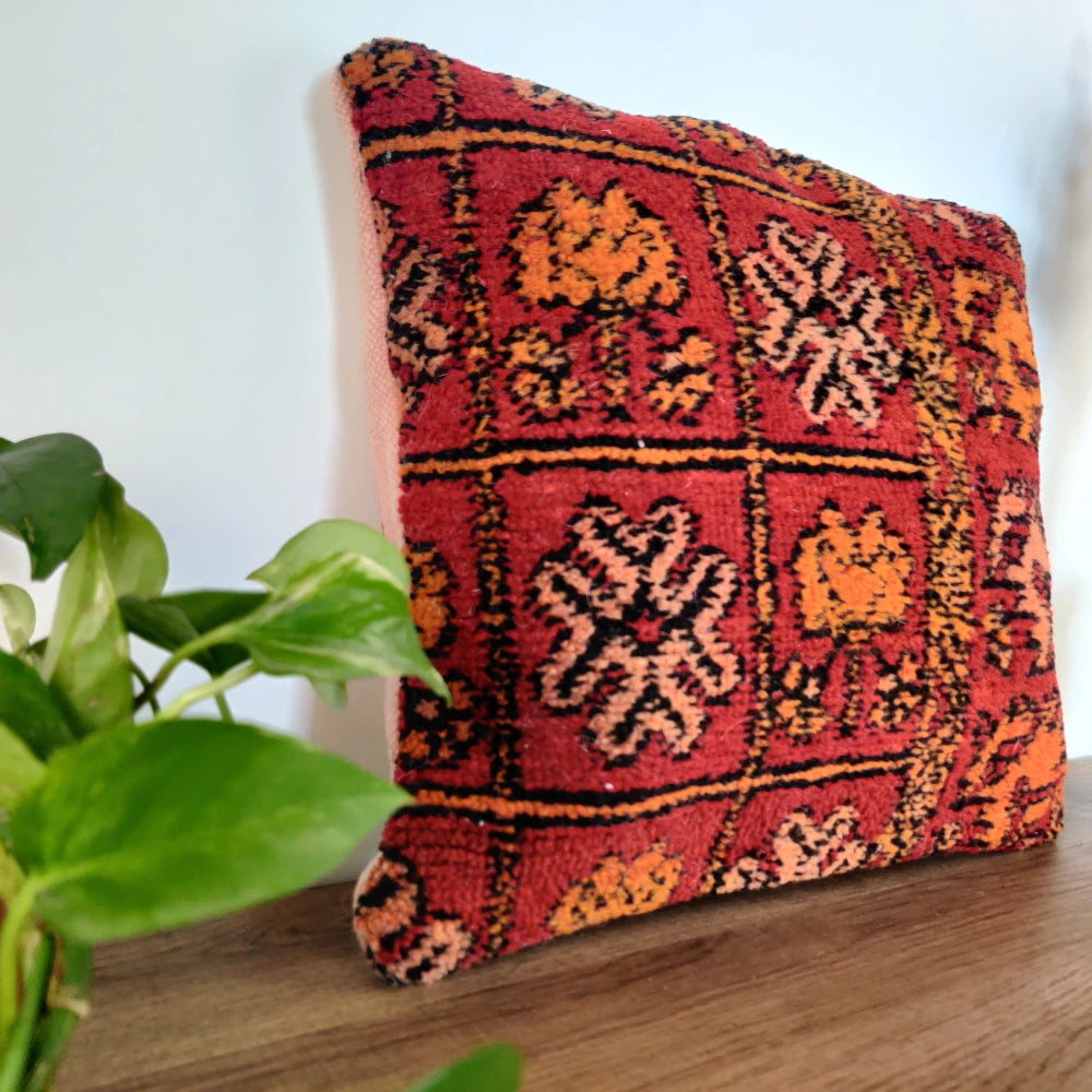 Coussin Marocain Ethnique Rouge - MAZIR Décoration