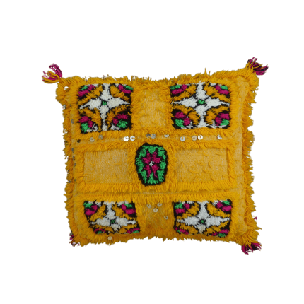 coussin marocain jaune