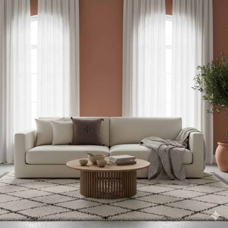 Coussin Marocain Marron en Coton