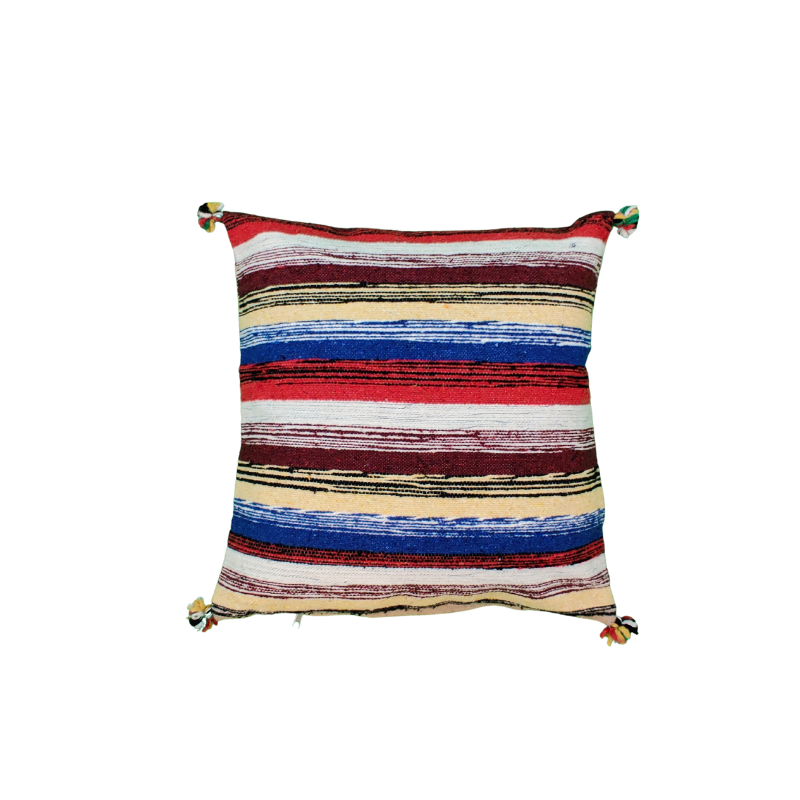 Coussin artisanal multicolore en Coton marocain