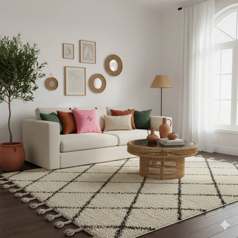 Coussin Marocain Rose bonbon en Coton