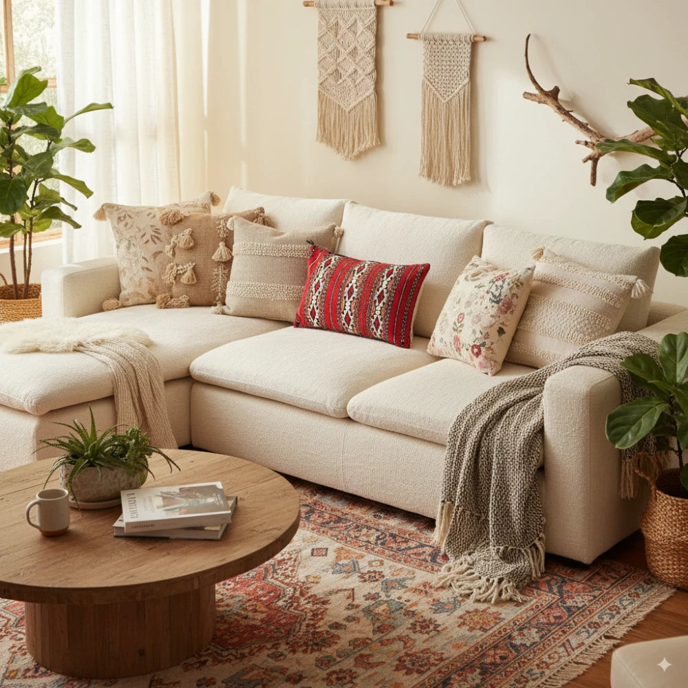 Coussin marocain rouge kilim