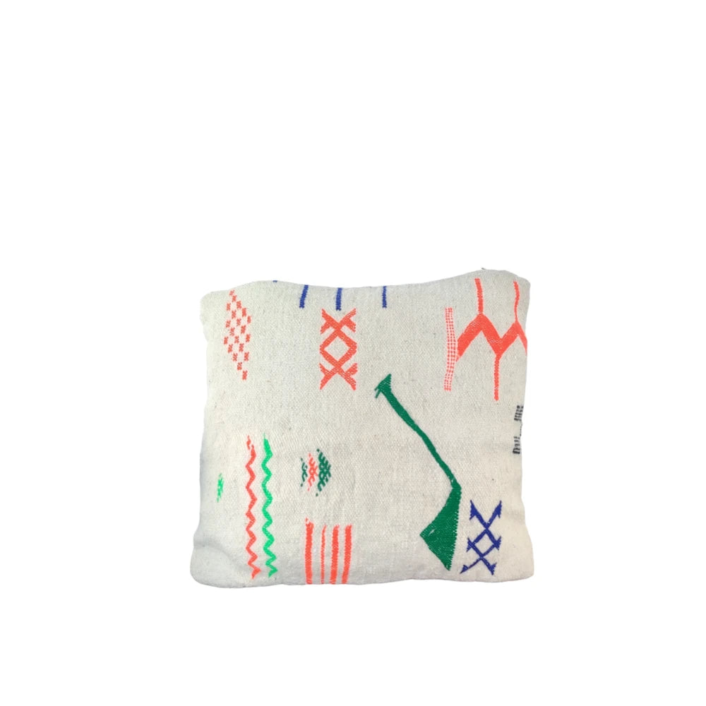Coussin marocain tribal blanc - MAZIR Décoration