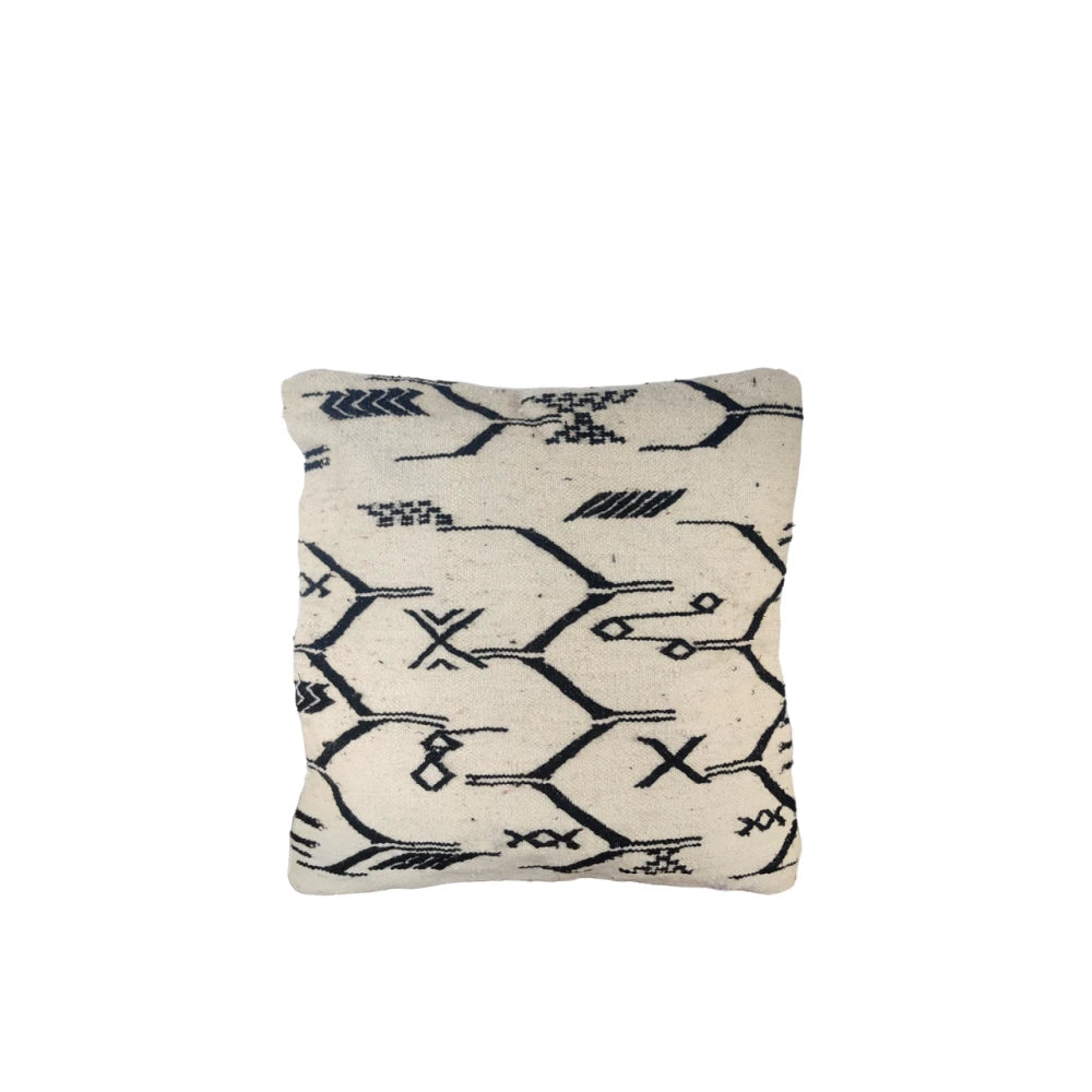 Coussin marocain tribal noir et blanc - MAZIR Décoration