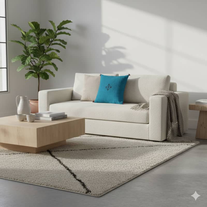 Coussin Marocain Turquoise en Coton