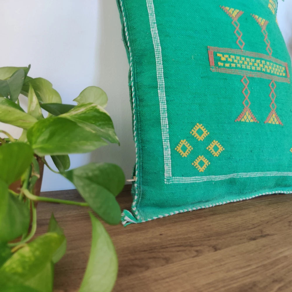 Coussin marocain vert Sabra - MAZIR Décoration