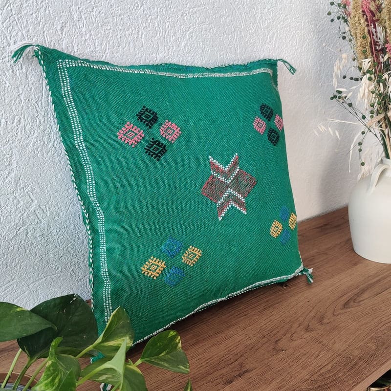 coussin boheme vert