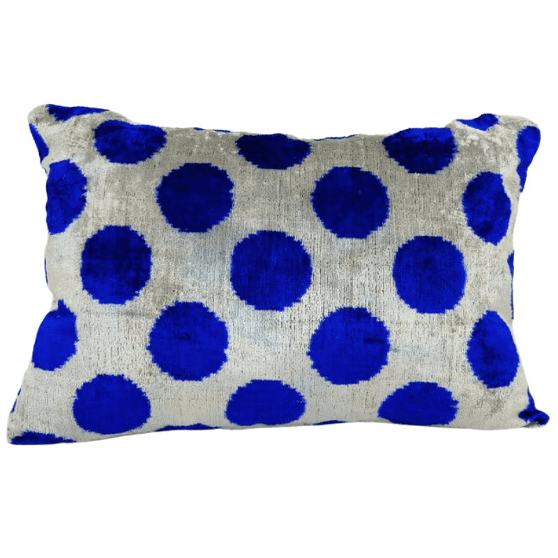 Coussin Ikat Bleu Design Pois Bleu turc