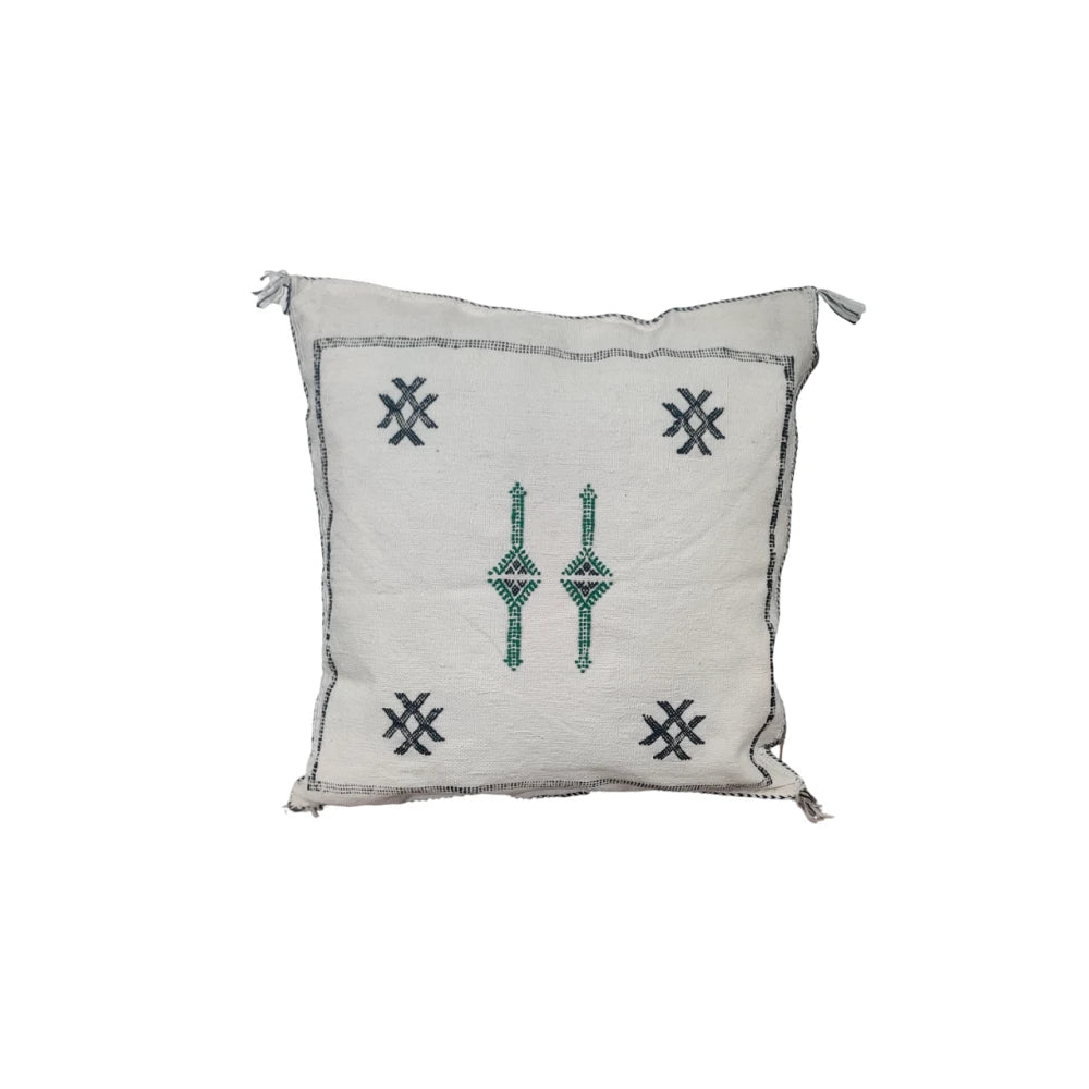 Coussin Sabra blanc berbère en Soie de Cactus