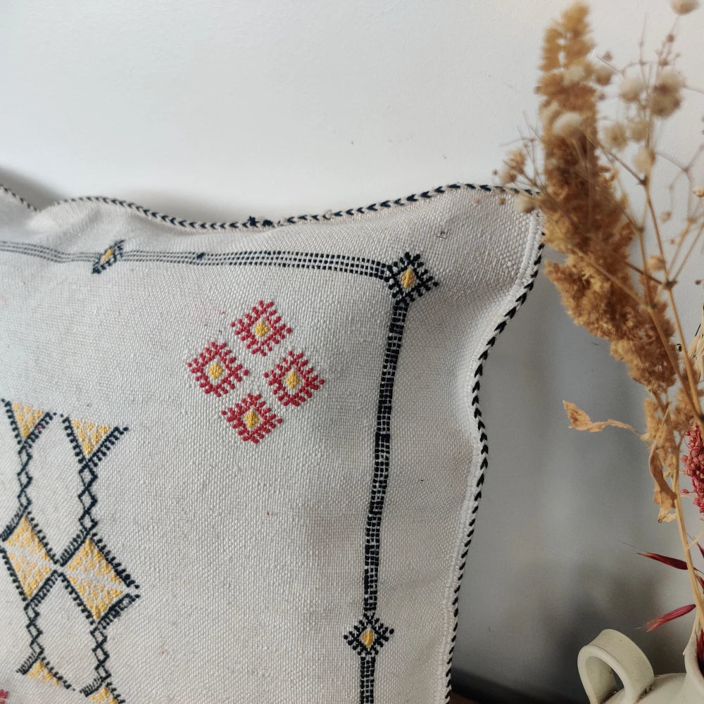 Coussin Sabra blanc en Soie de Cactus