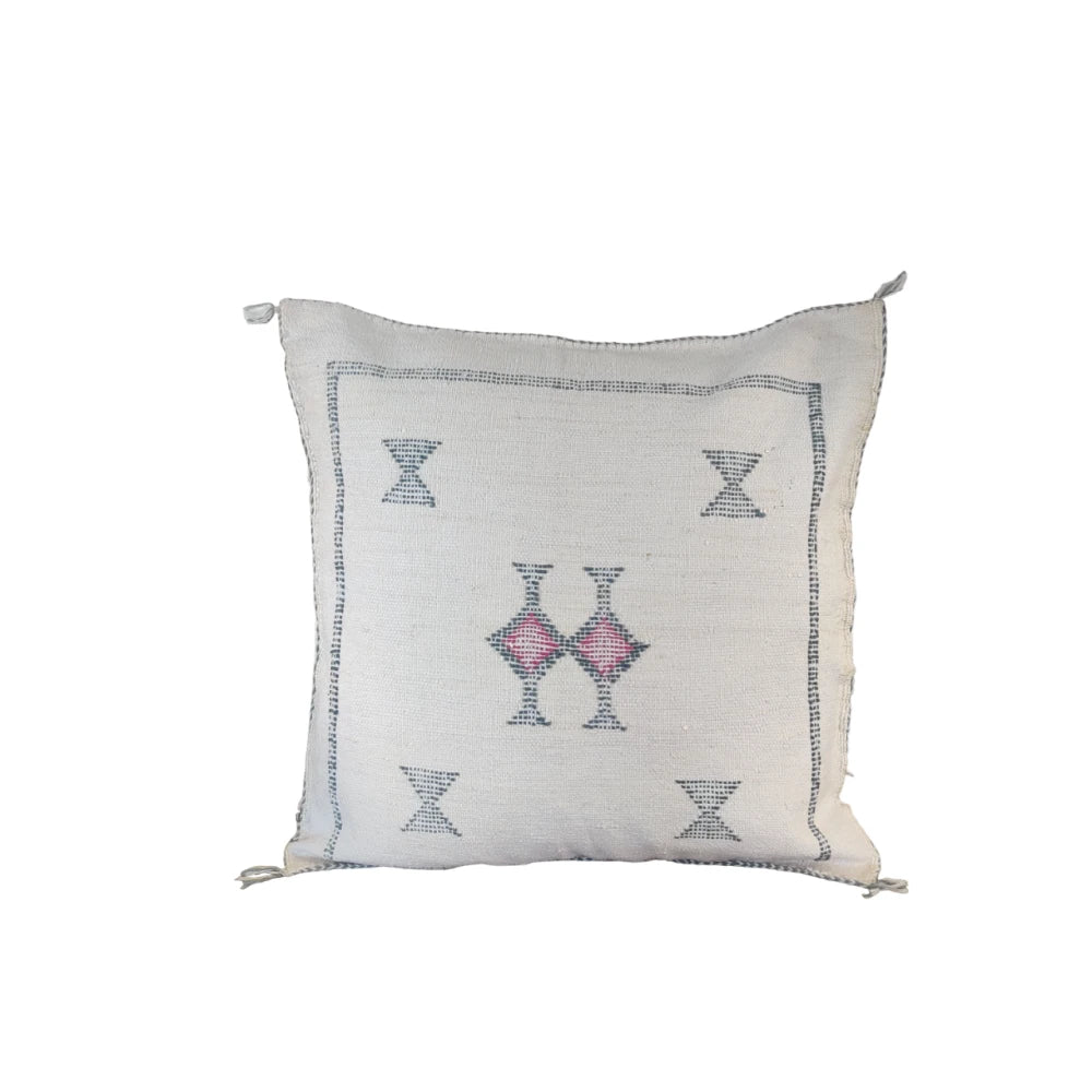 Coussin Sabra blanc tribal