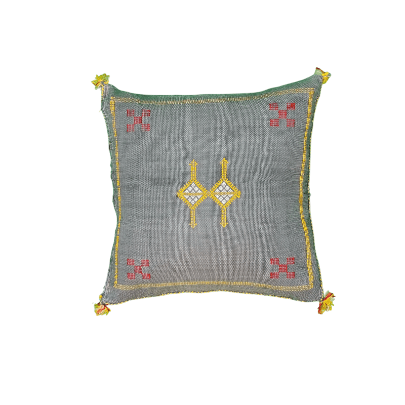 Coussin bohème Gris foncé en Soie végétale