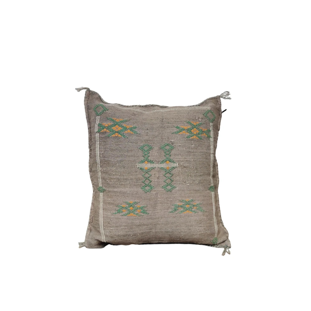 Coussin Sabra bohème Gris foncé en Soie de Cactus