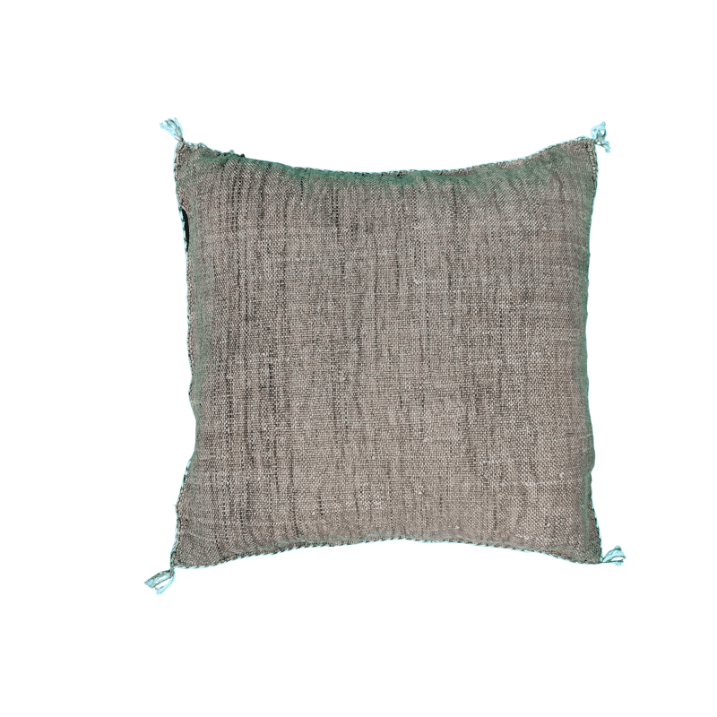 Coussin Sabra bohème Gris plomb en Soie de Cactus