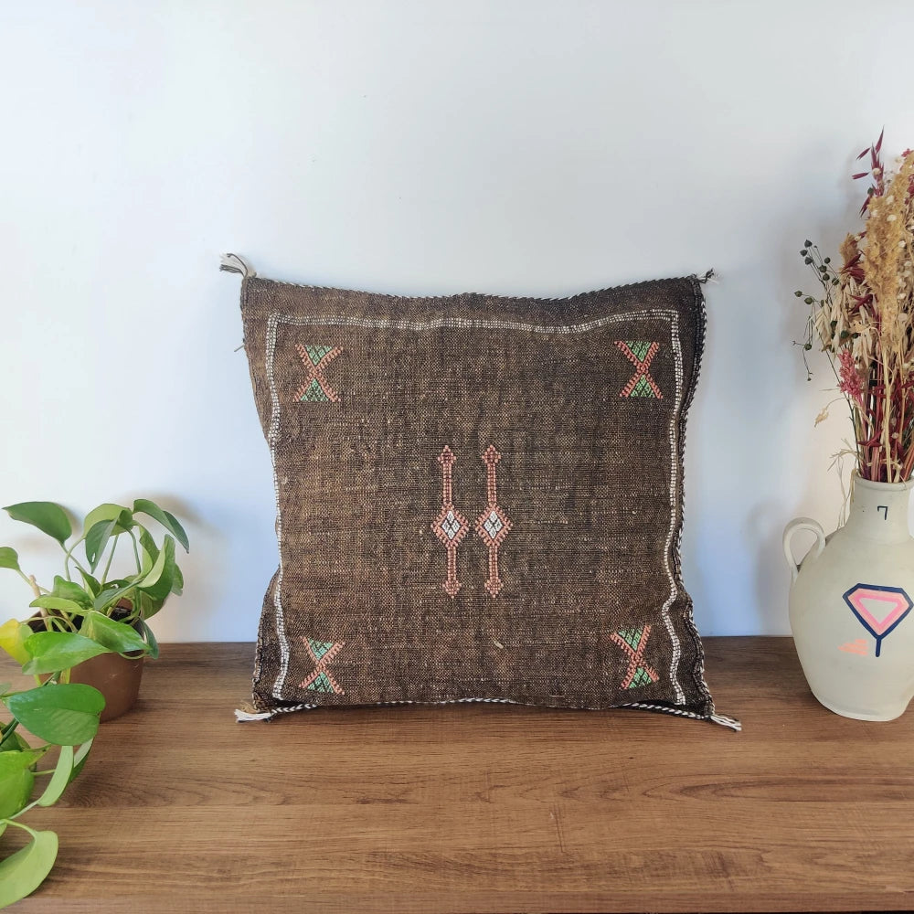 Coussin Sabra marron chocolat - MAZIR Décoration
