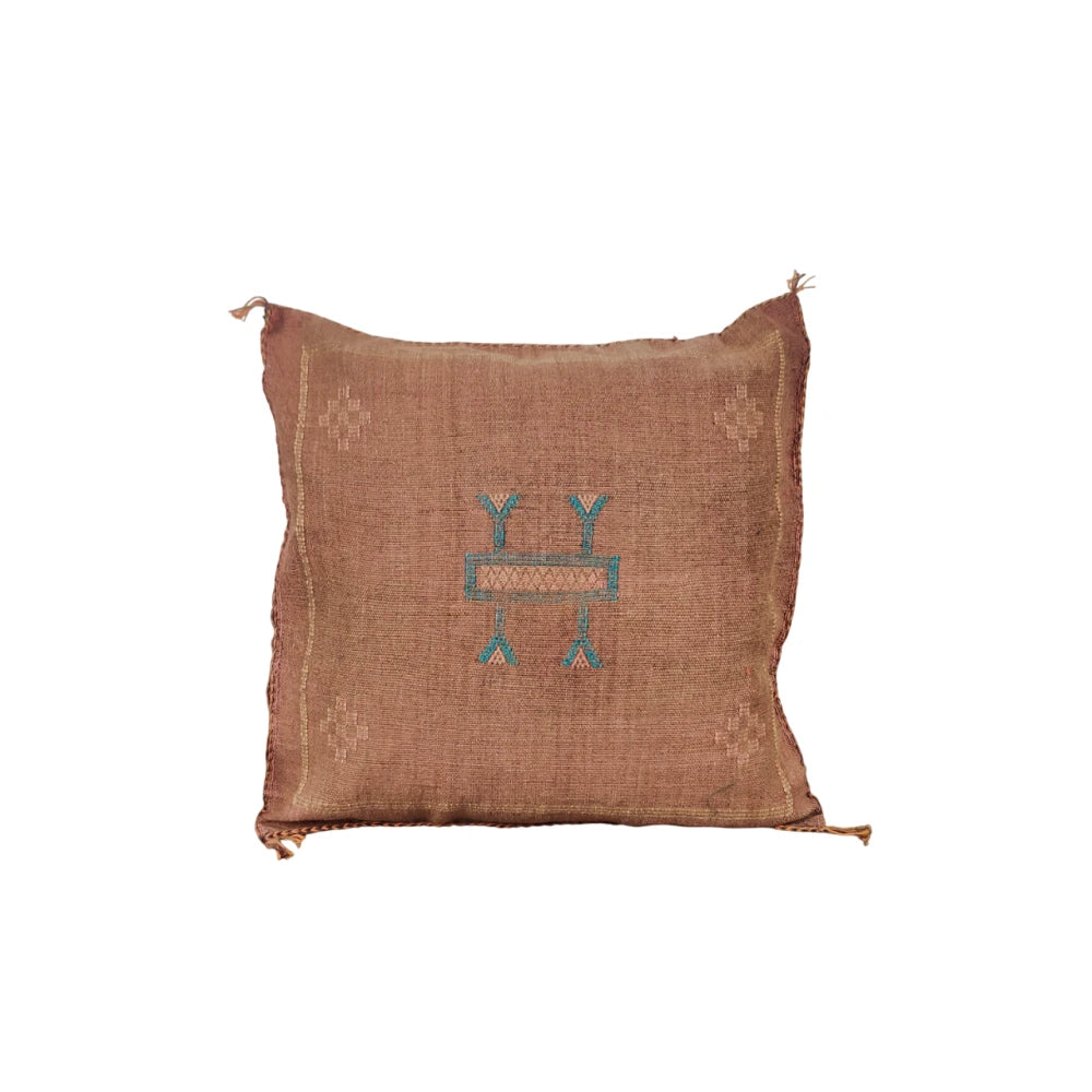 Coussin Sabra Marron <br> Soie de Cactus