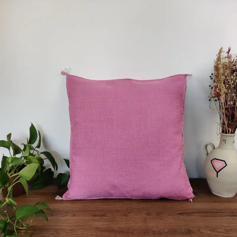 Seconde face du Coussin Sabra Rose Soie de Cactus