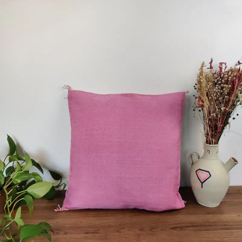 Seconde face du Coussin Sabra Rose  Vintage en Soie de Cactus