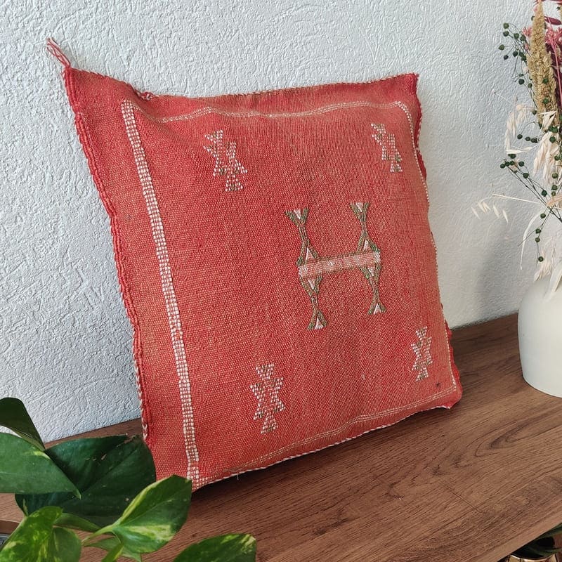 coussin boheme rouge