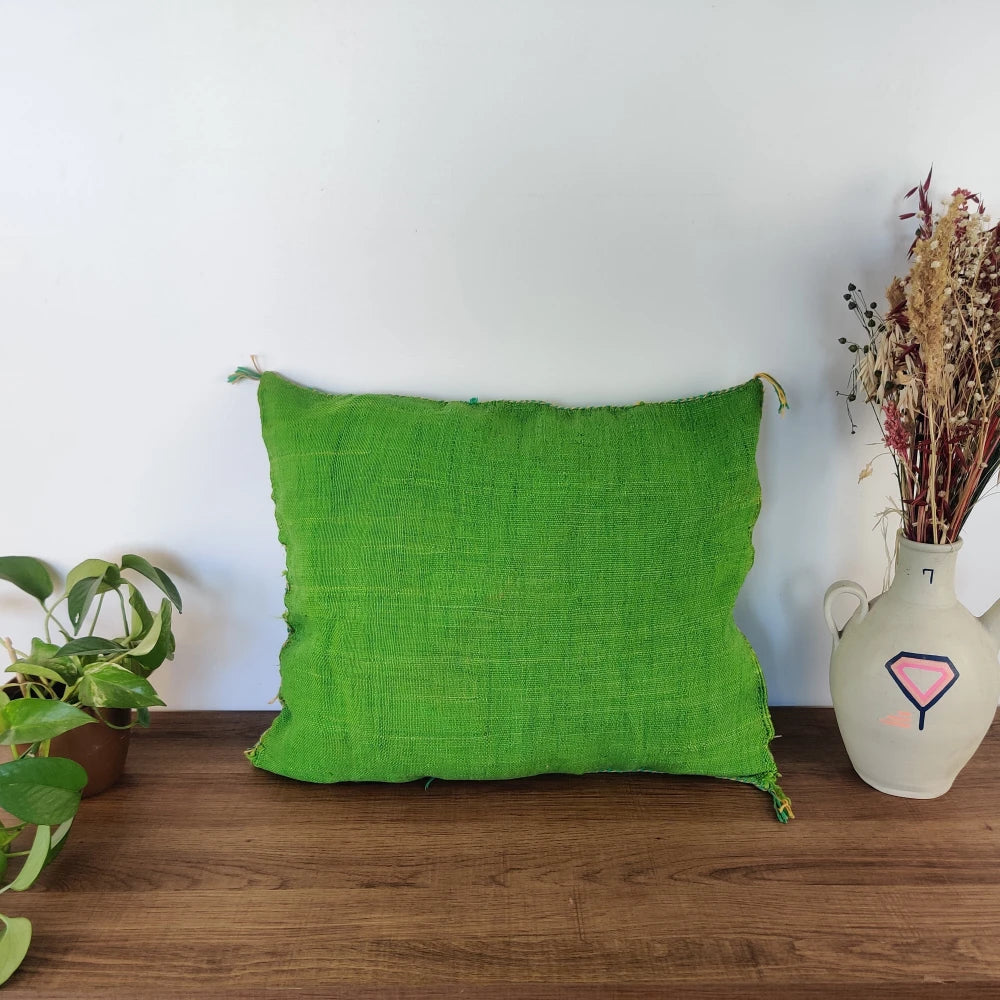 Coussin Sabra Vert Avocado Soie de Cactus