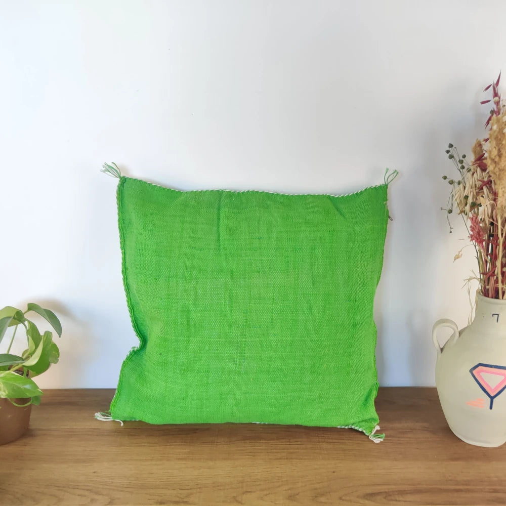 Coussin Sabra Vert <br> Soie de Cactus - MAZIR Décoration
