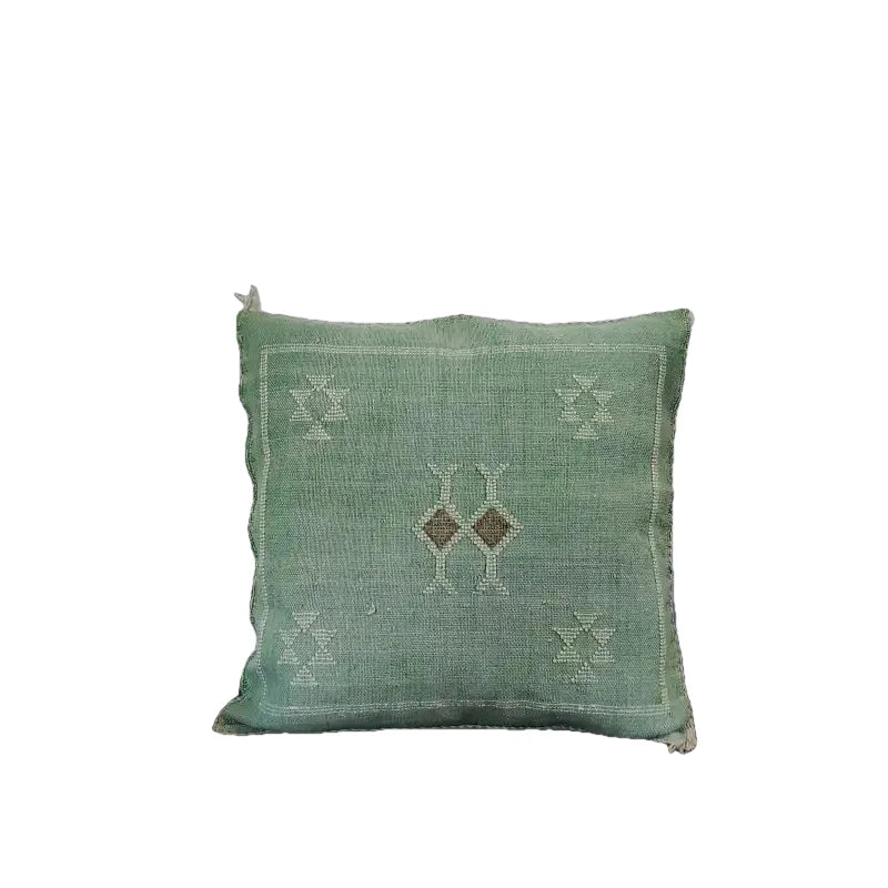 Coussin Sabra Vert vintage en Soie de cactus