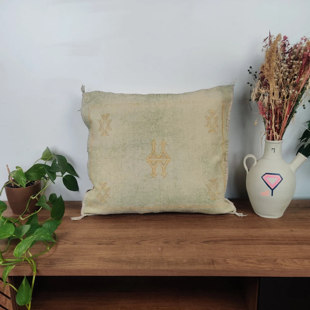Coussin Sabra Vert vintage naturel