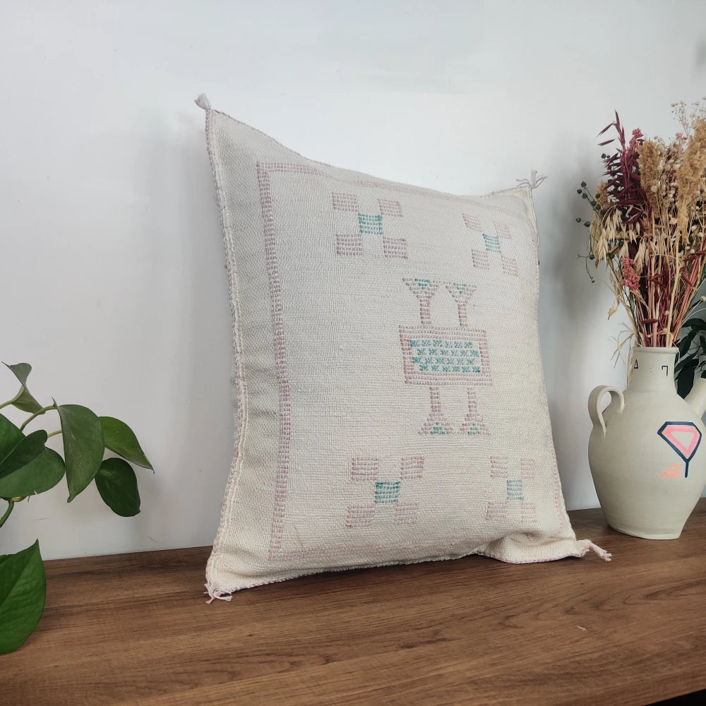 Coussin Soie de Cactus Blanc <br> Coussin Sabra