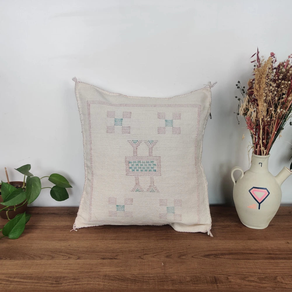 Coussin Soie de Cactus Blanc <br> Coussin Sabra