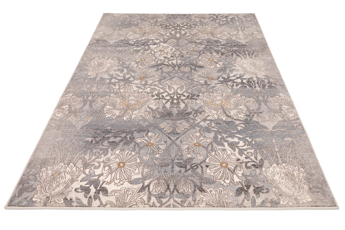 Tapis d'orient gris crème Rima - Laine