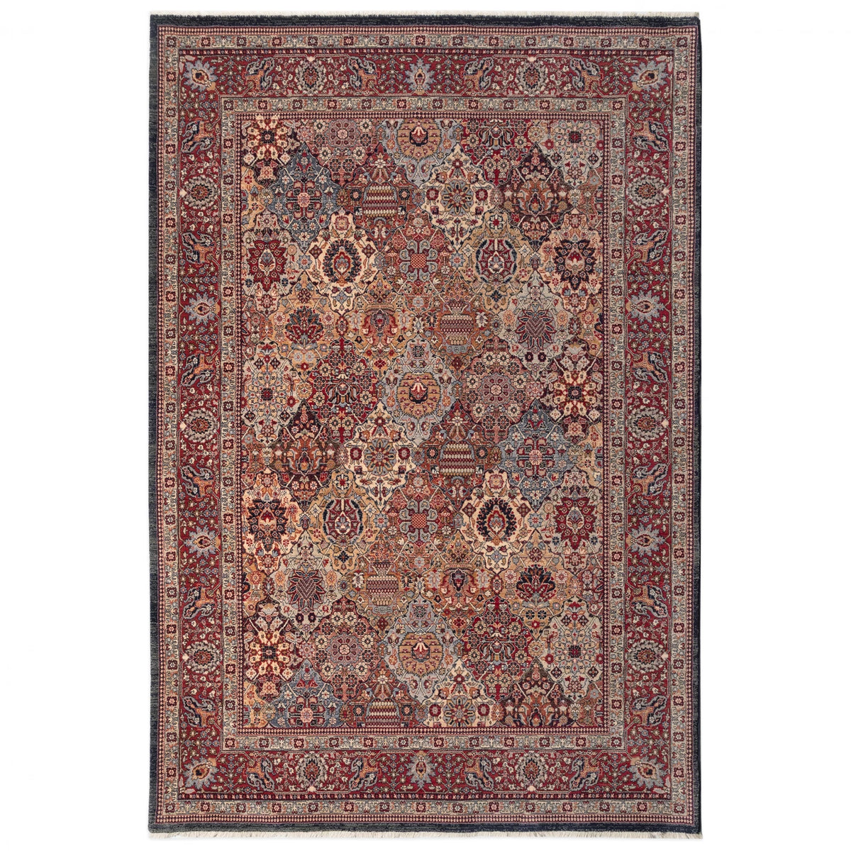 Tapis persan rouge multicolore Zara - Laine