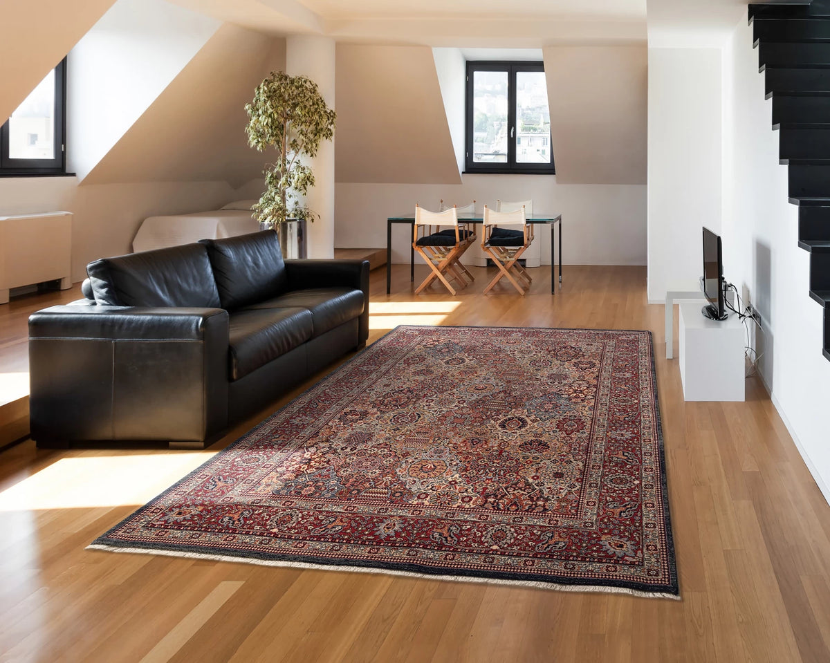Tapis persan rouge multicolore Zara - Laine
