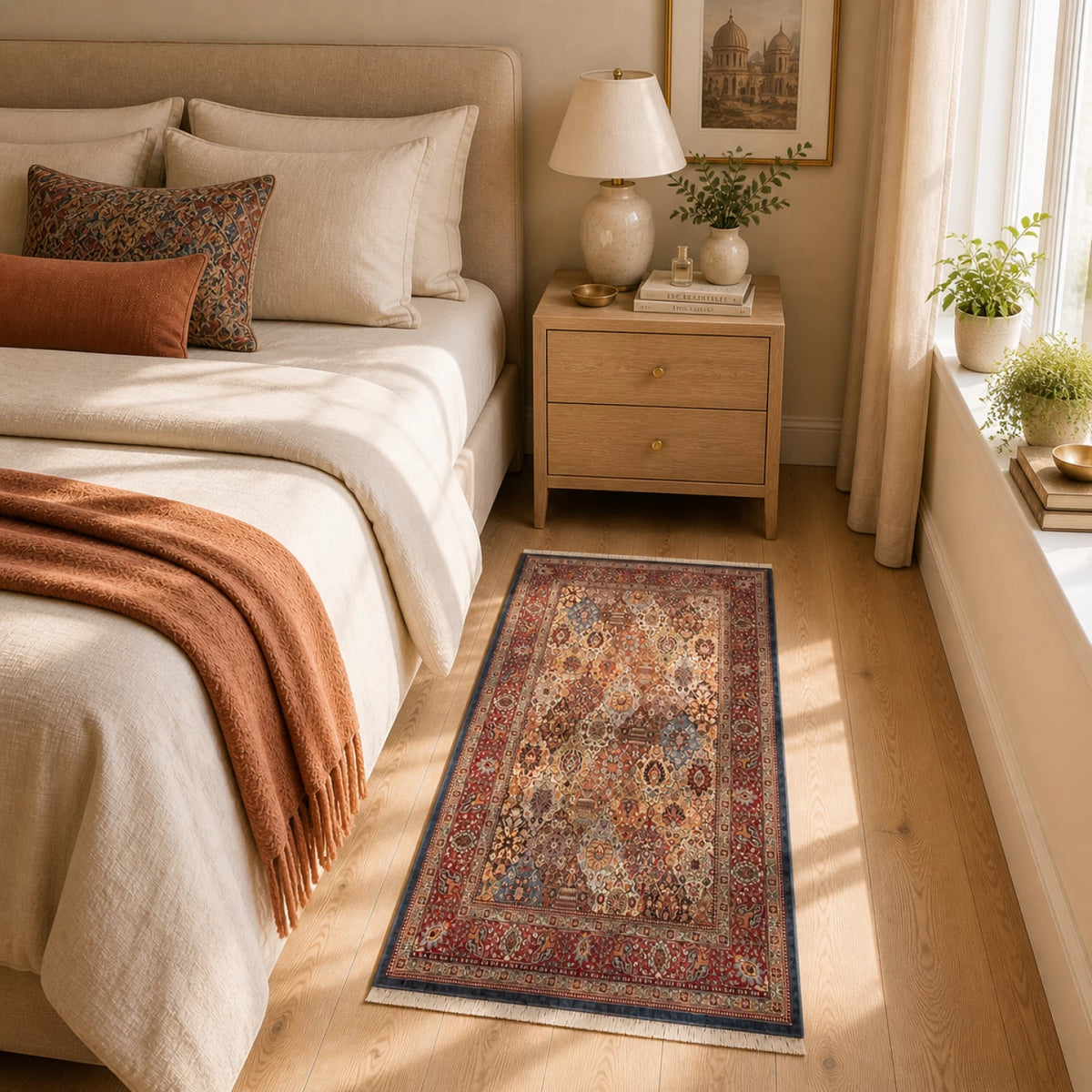 Tapis persan rouge multicolore Zara - Laine