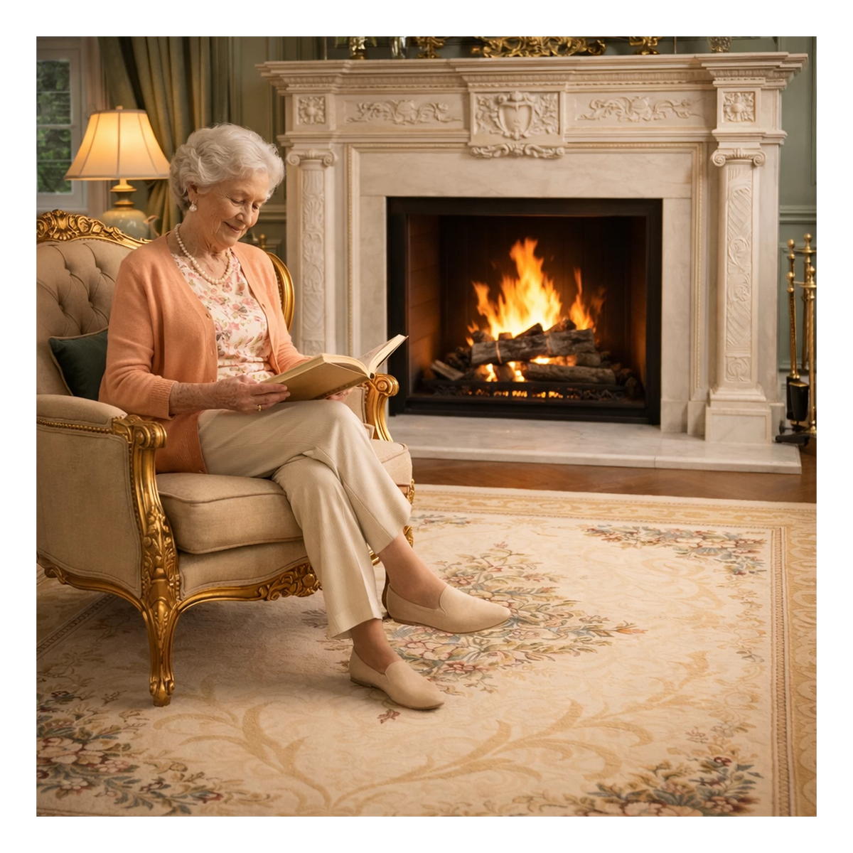 Tapis oriental beige sculpté Alma - Laine