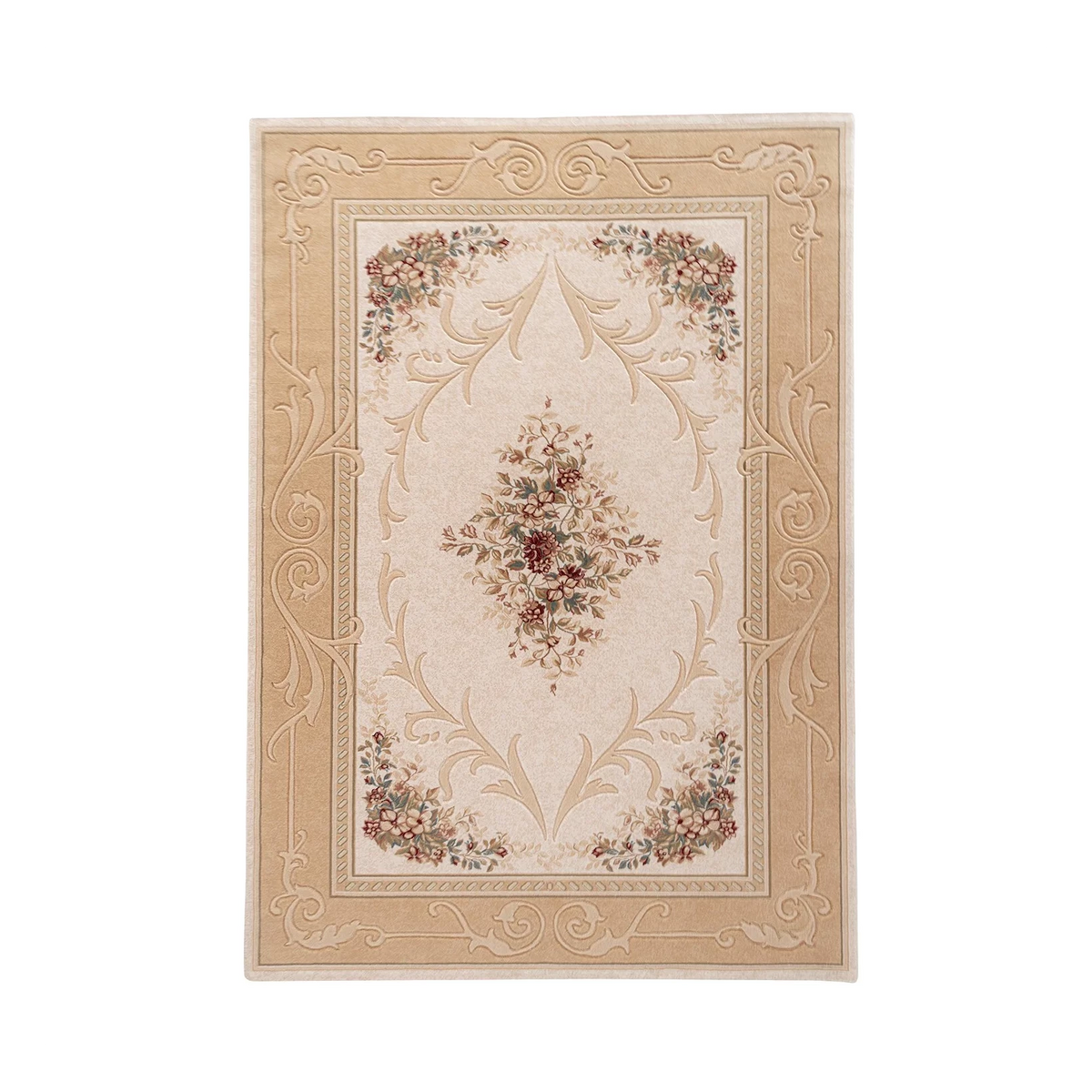 Tapis oriental beige sculpté Alma - Laine
