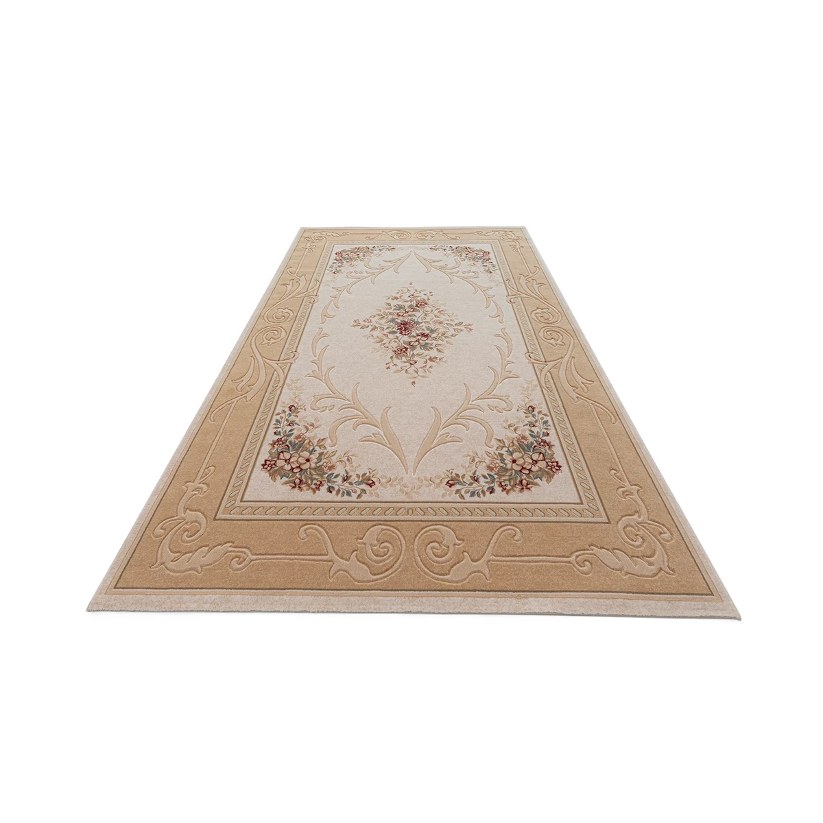 Tapis oriental beige sculpté Alma - Laine