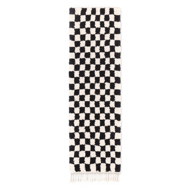 Tapis couloir berbère damier noir - Sur mesure