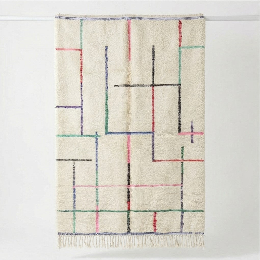 Grand tapis berbère graphique coloré 200x300 cm