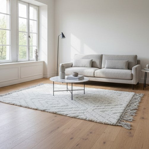 Petit tapis Beni Ouarain à losanges blancs