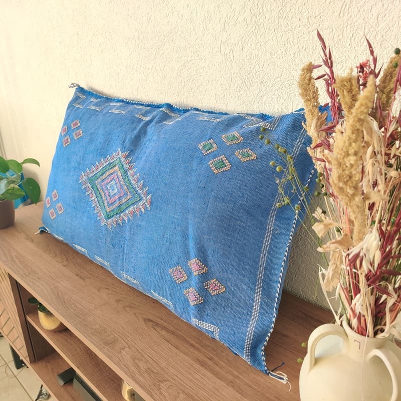 grand coussin marocain bleu
