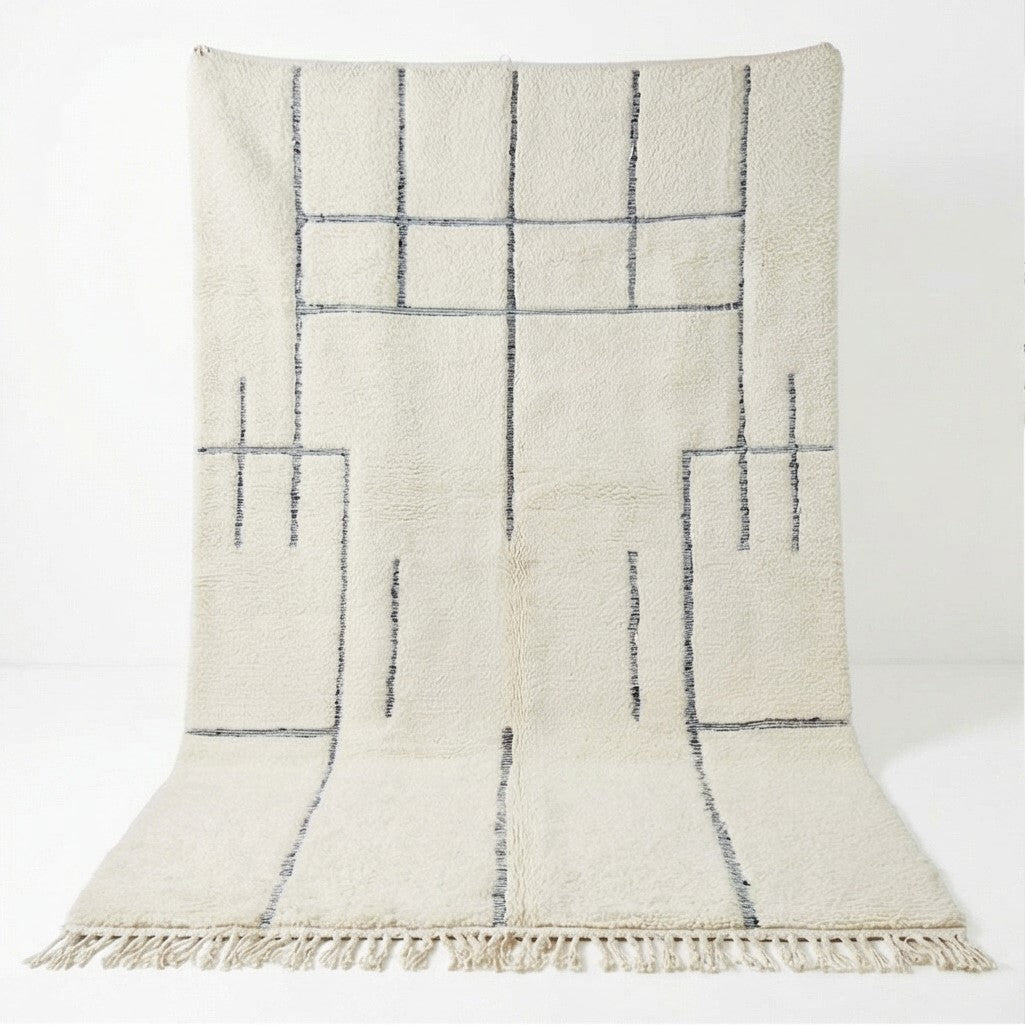 Grand tapis berbère en laine motif graphique