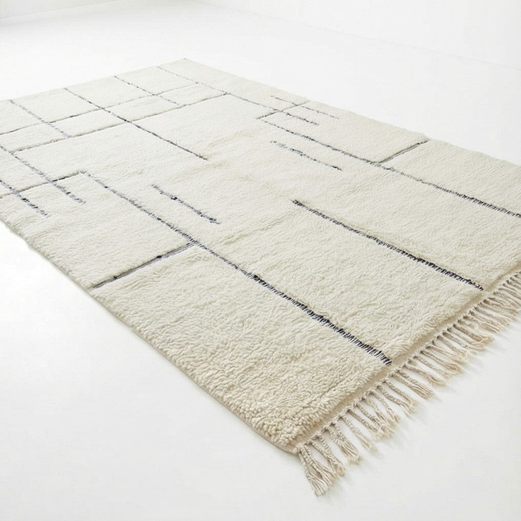 Grand tapis berbère en laine motif graphique