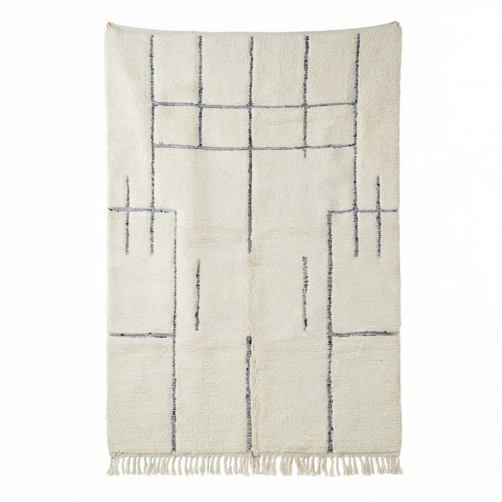 Grand tapis berbère en laine motif graphique