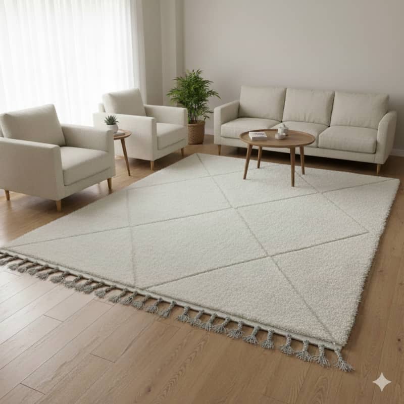 Grand Tapis Berbère Losanges Blancs