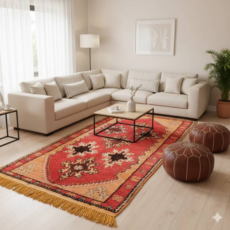 Grand Tapis Berbère Orange Vintage <br> 150x315 cm