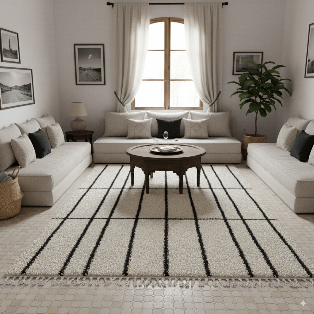 tapis berbère traits noirs