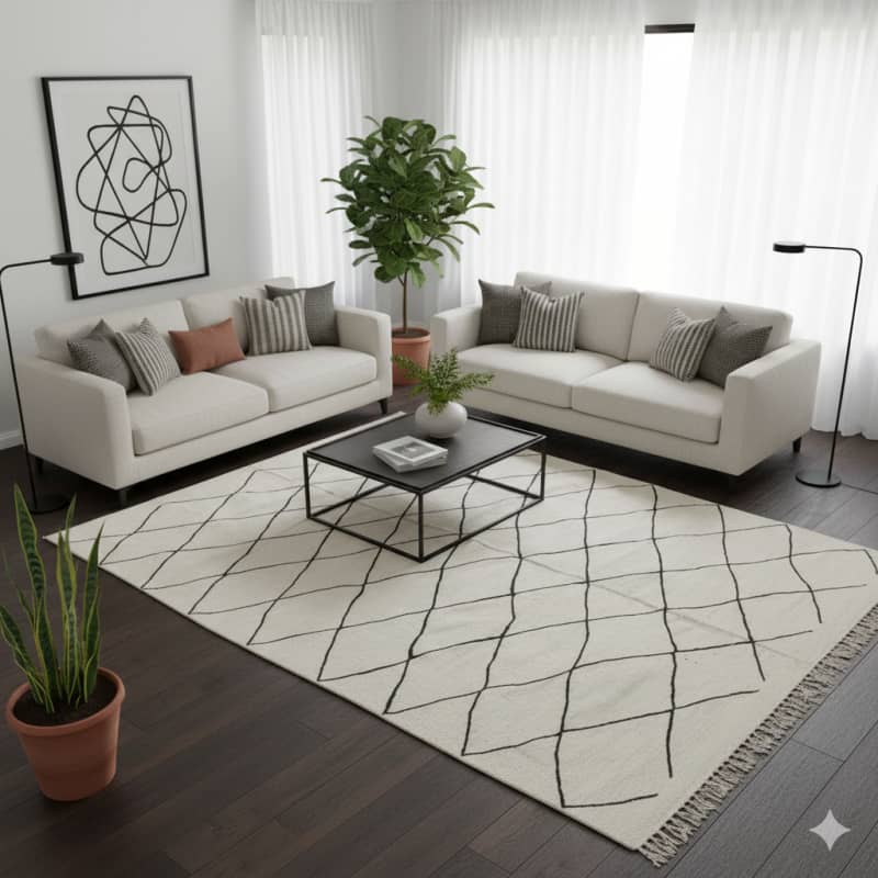 Grand Tapis Kilim Blanc Zanafi <br> 190x300 cm